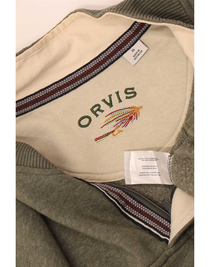 Męska bluza z zamkiem błyskawicznym Orvis XL, bawełniana w kolorze khaki