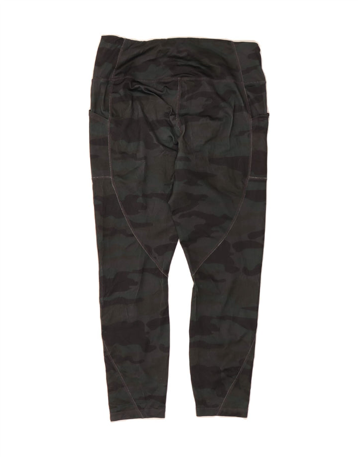 REEBOK Womens Leggings UK 14 Large  Grey Camouflage Vintage Reebok and Second-Hand Reebok from Messina Hembry 