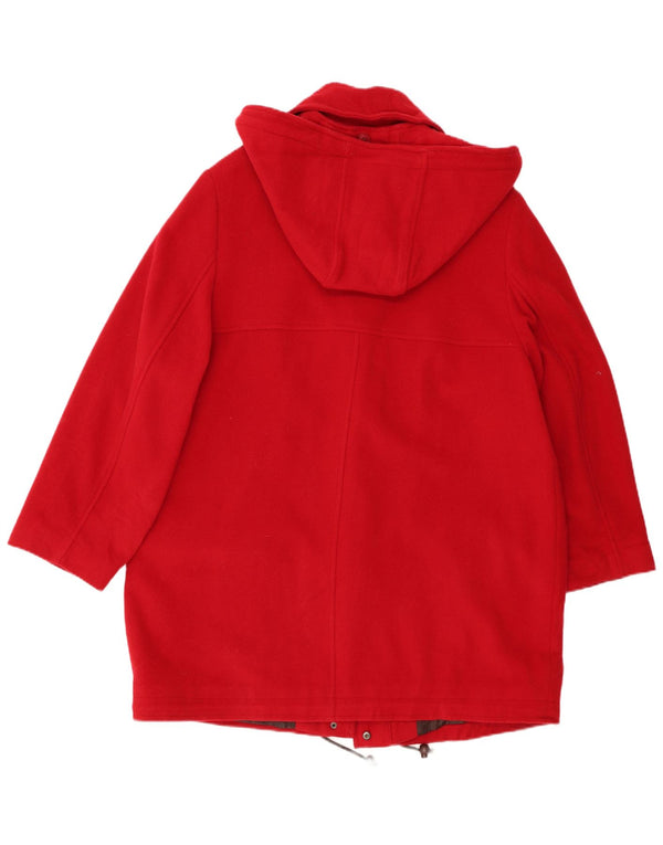 VINTAGE Womens Oversized Hooded Duffle Coat UK 18 XL Red Wool