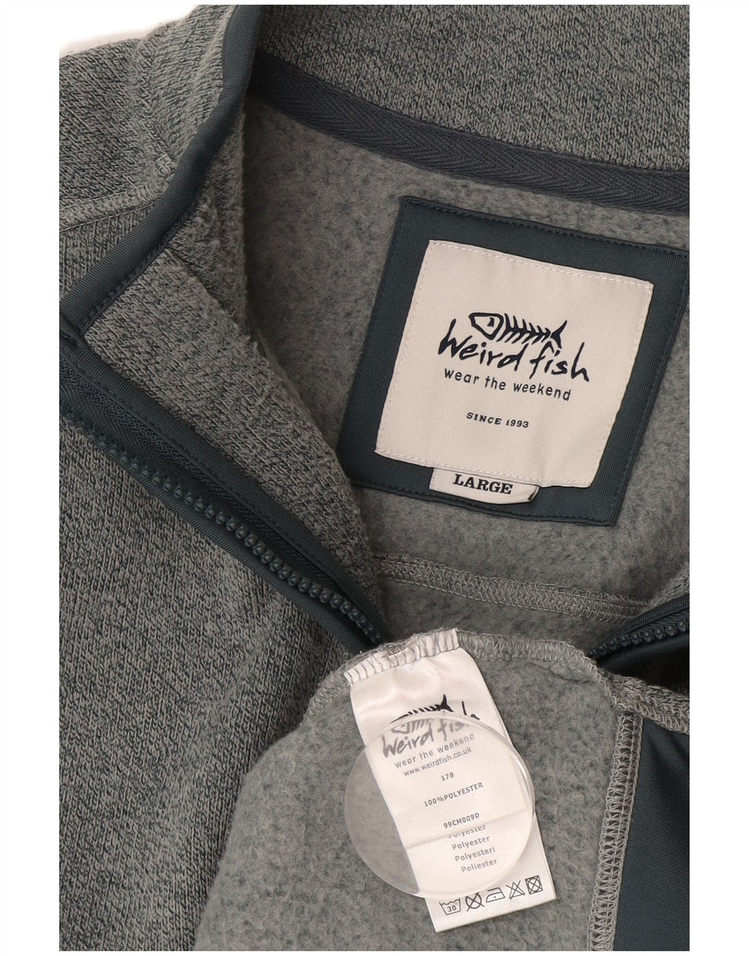 Męska bluza z zamkiem błyskawicznym Weird Fish, duży, niebieski, nakrapiany poliester