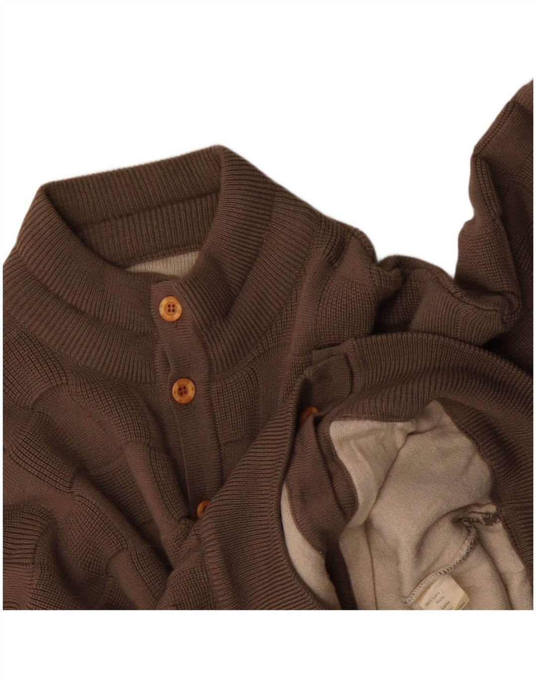 Vintage męski sweter rozpinany duży beżowy geometryczny poliakryl