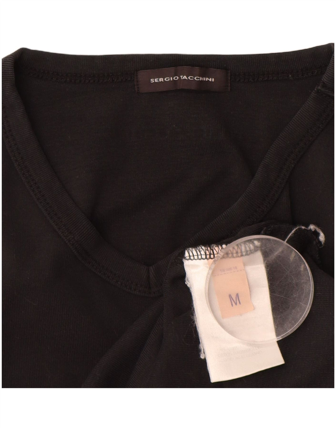 SERGIO TACCHINI Top damski z długim rękawem UK 12, średni czarny, bawełniany