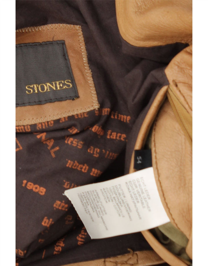 Męska kurtka skórzana Stones IT 54 2XL Beżowa skóra