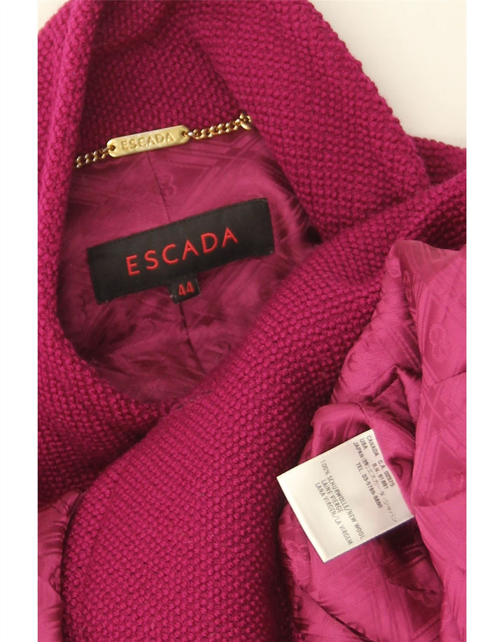 Damski płaszcz dwurzędowy Escada EU 44 XL Fioletowa nowa wełna