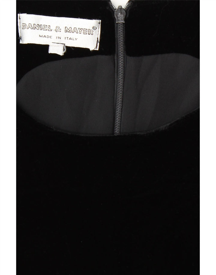 Damska aksamitna sukienka płaszczowa bez rękawów DANIEL & MAYER UK 12, średnia czarna