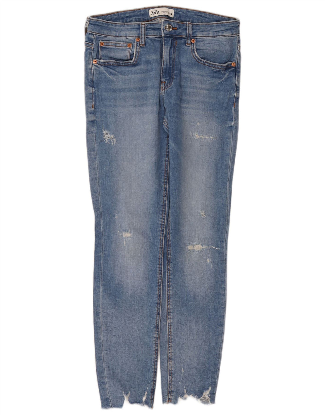 Damskie jeansy rurkowe Zara w trudnej sytuacji EU 40 Medium W30 L28 Niebieskie