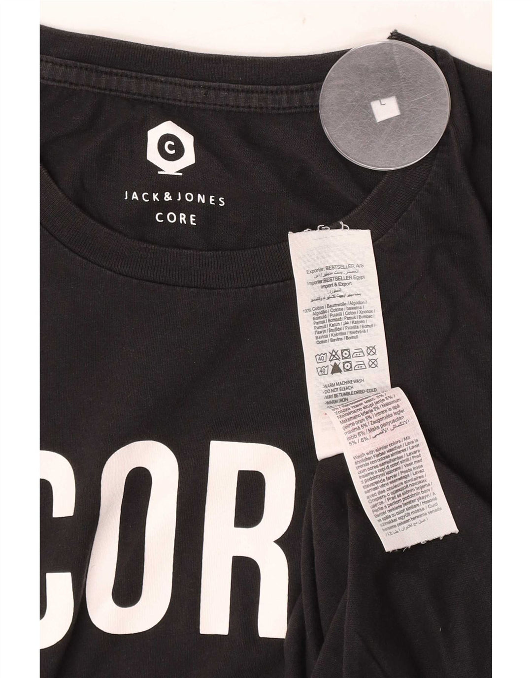 Męski T-shirt z grafiką Jack & Jones, duży, czarny, bawełniany