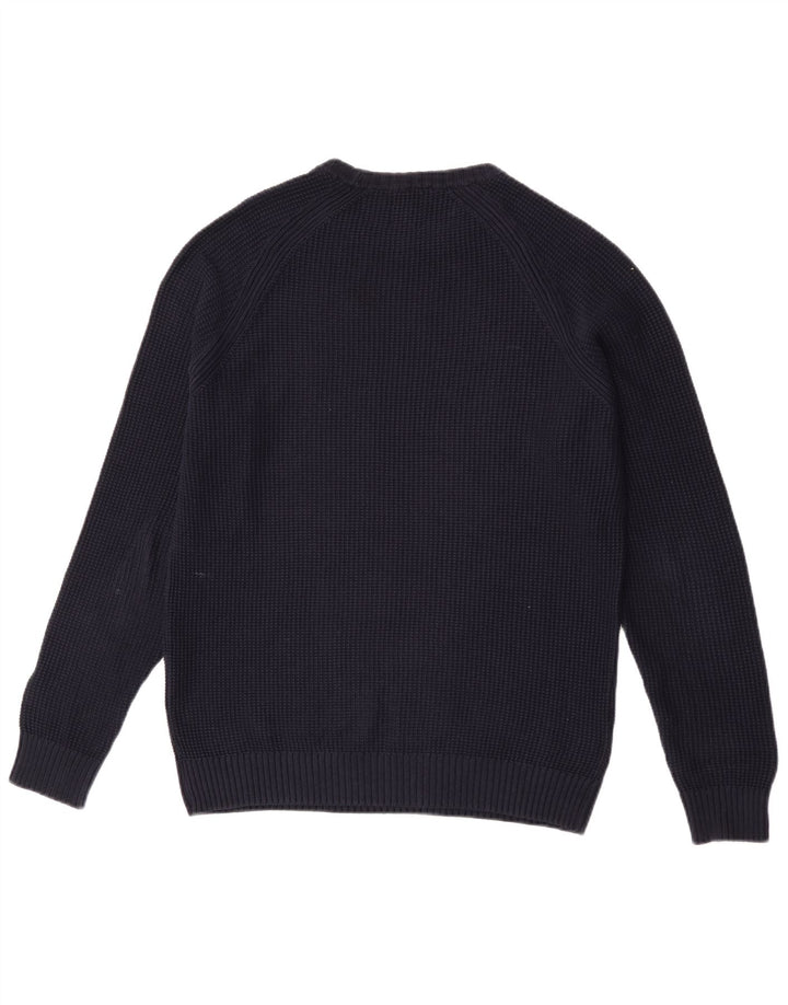 Męski sweter z okrągłym dekoltem Zara, duży, granatowy, bawełniany