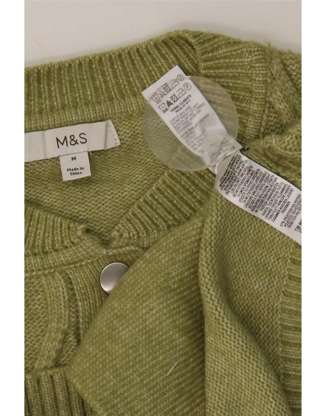 Marks & Spencer Damski sweter kardigan UK 14, średni zielony poliester
