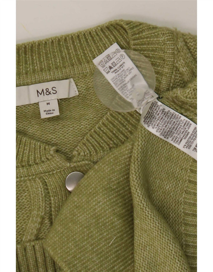 Marks & Spencer Damski sweter kardigan UK 14, średni zielony poliester