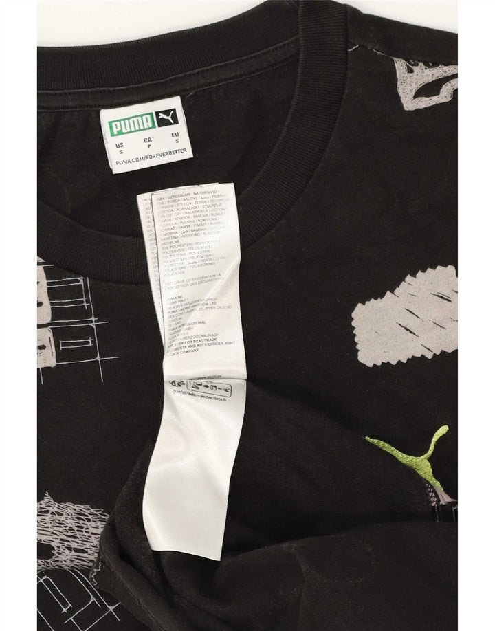 Męski T-shirt z grafiką Puma, mały, czarny, bawełniany