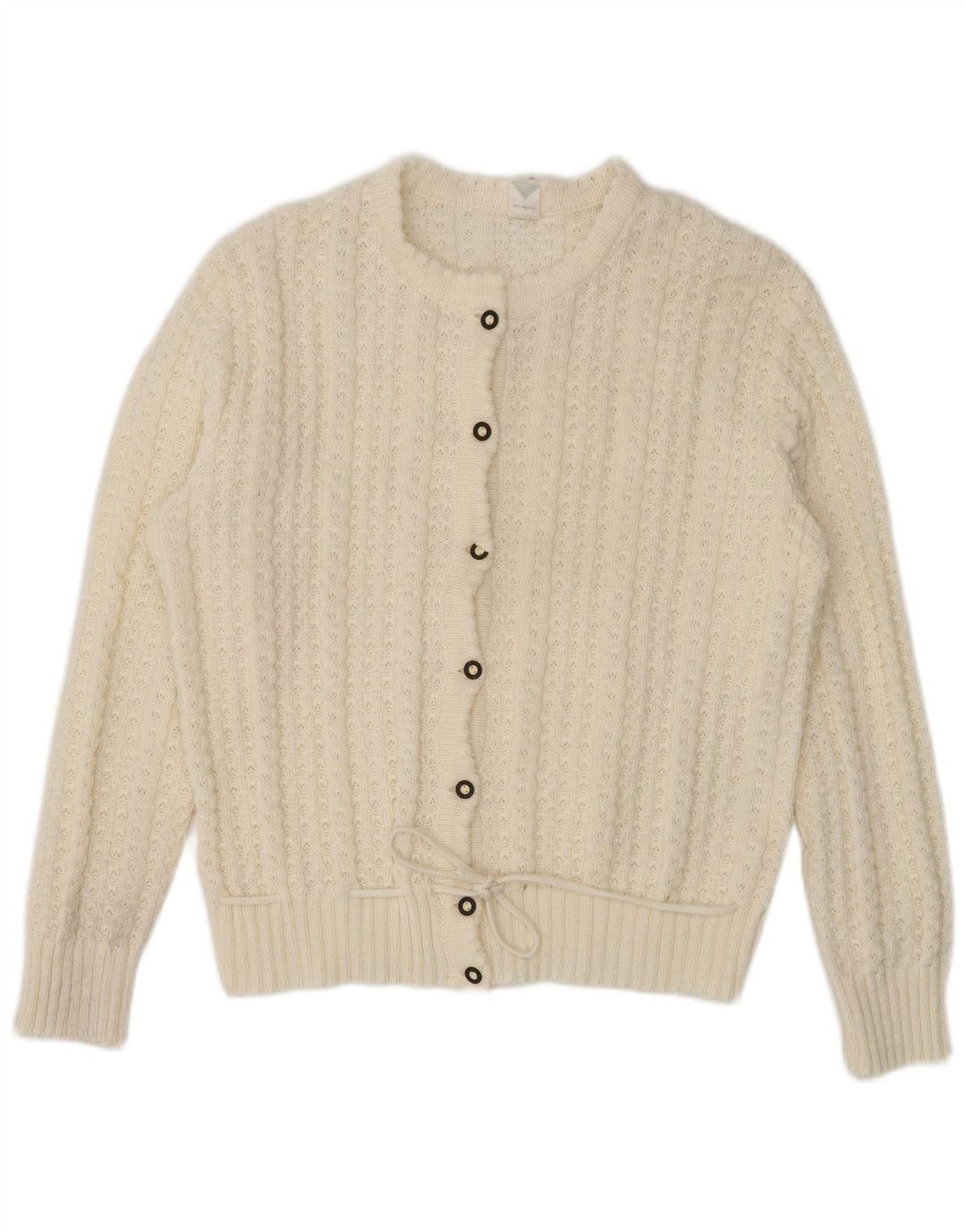 Sweter damski w stylu vintage, UK 16, duży, biały, poliakryl