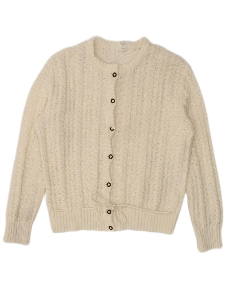 Sweter damski w stylu vintage, UK 16, duży, biały, poliakryl