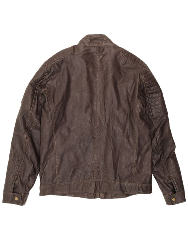 Tom Tailor Męska kurtka lotnicza ze sztucznej skóry Racer UK 42 XL brązowa