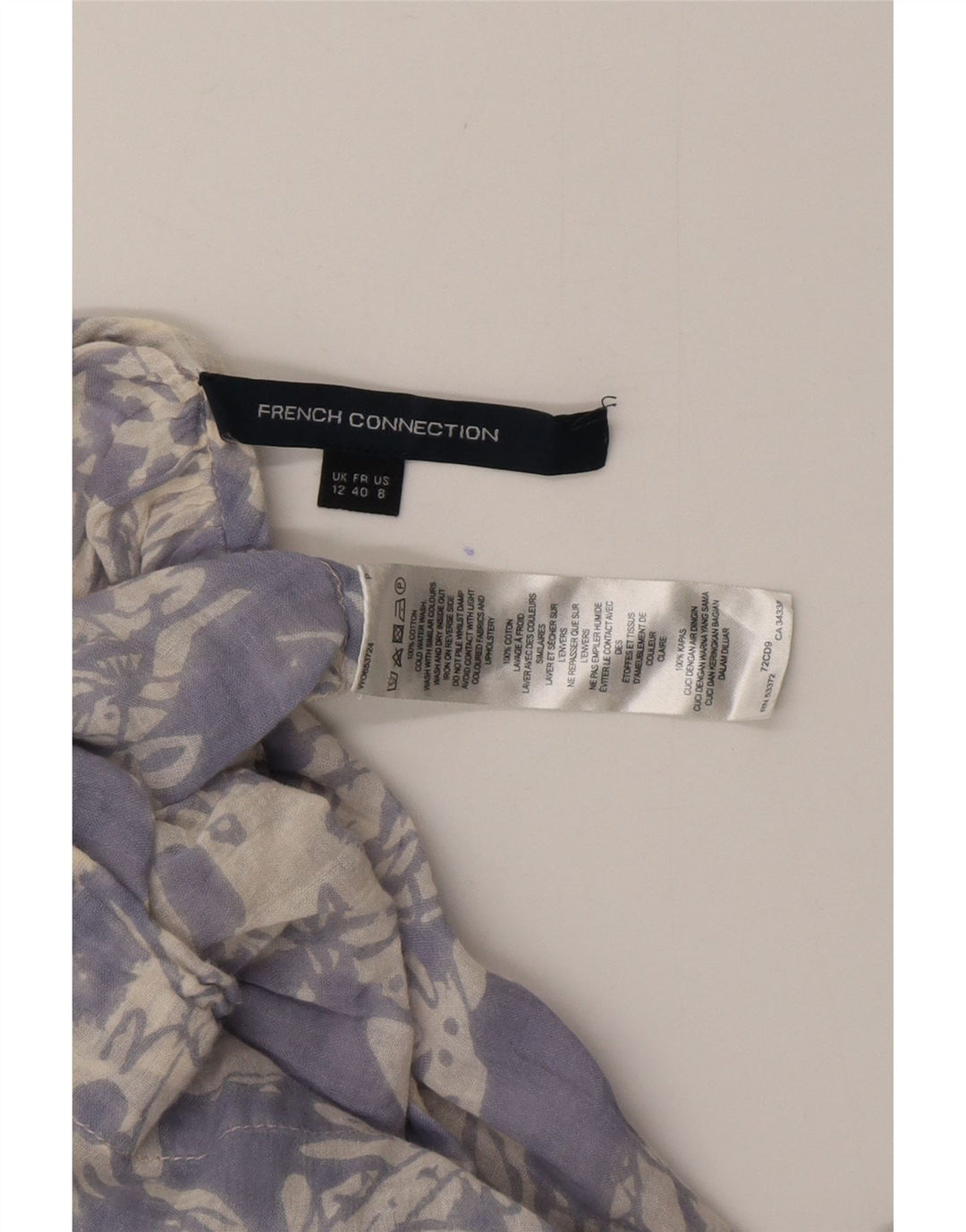 FRENCH CONNECTION Damska bluzka koszulowa z rękawem 3/4 UK 12 Średni niebieski w kwiaty