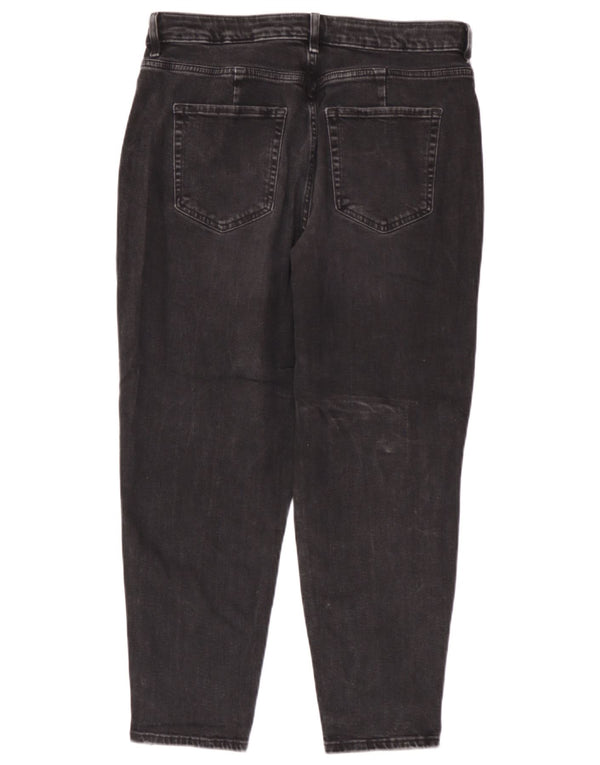 Marks & Spencer Damskie jeansy Mom Tapered UK 14 Large W34 L26 Czarna bawełna