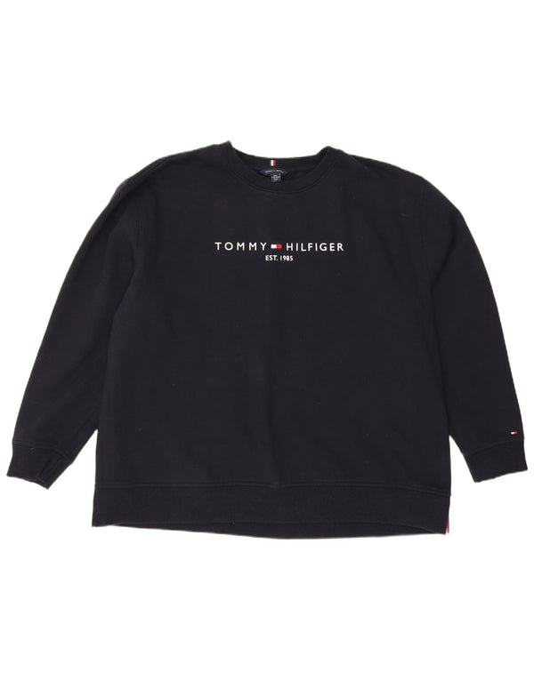 Damska bluza graficzna Tommy Hilfiger Jumper UK 20 2XL Granatowa bawełna