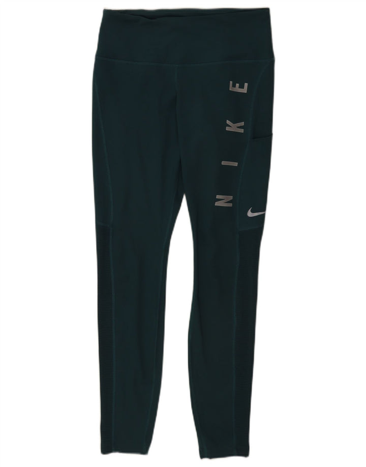 Damskie legginsy Nike Dri Fit Graphic UK 12, średni zielony poliester