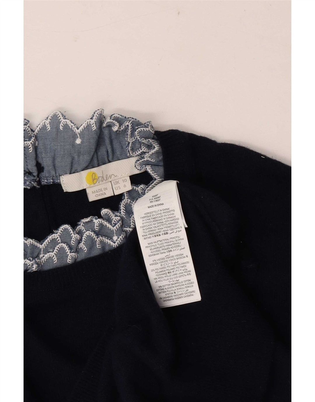 Damski sweter oversize Boden z golfem UK 10, mały, granatowy
