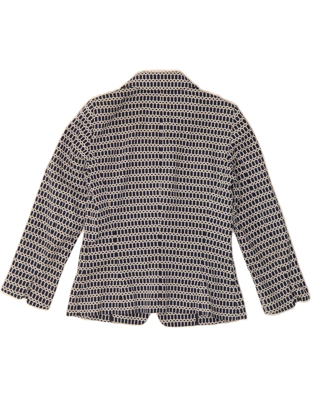 LUISA SPAGNOLI Womens Blazer Jacket IT 42 Medium Navy Blue Geometric Vintage Luisa Spagnoli and Second-Hand Luisa Spagnoli from Messina Hembry 