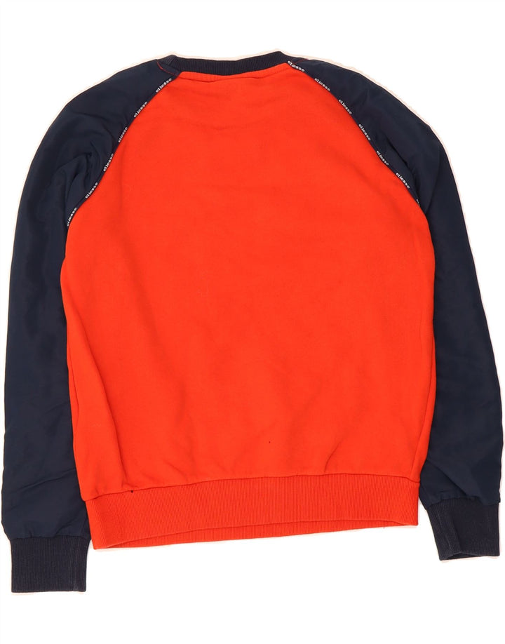 ELLESSE Boys Graphic Sweatshirt Jumper 12-13 Years Orange Colourblock Vintage Ellesse and Second-Hand Ellesse from Messina Hembry 