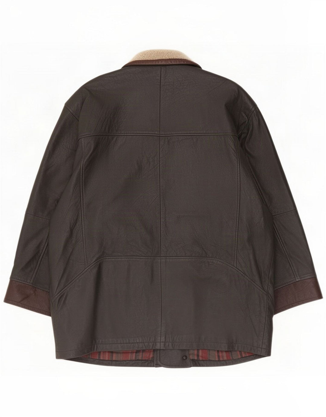 Męska kurtka skórzana vintage UK 40 duża brązowa Colorblock