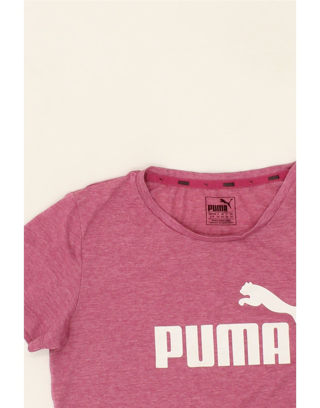 PUMA Womens Graphic T-Shirt Top UK 10 Small  Pink Flecked Polyester Vintage Puma and Second-Hand Puma from Messina Hembry 