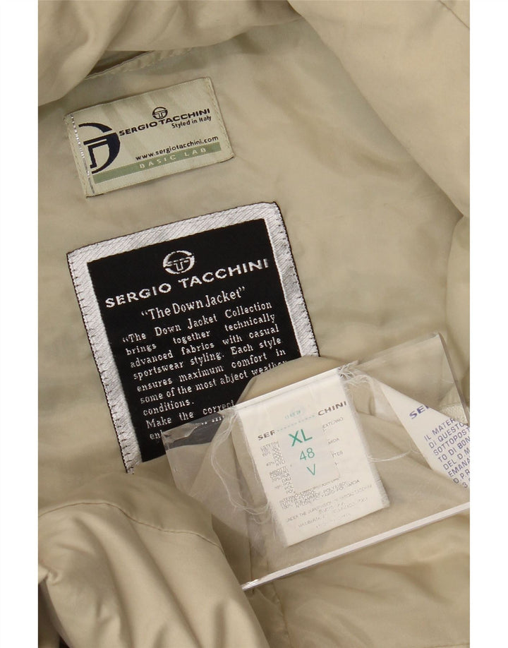 SERGIO TACCHINI Damski, oversize'owy, ocieplany płaszcz z kapturem UK 48 XL, beżowy
