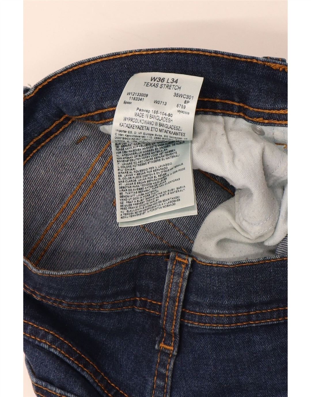 Męskie jeansy WRANGLER Texas Stretch Straight W36 L34 Niebieskie, bawełniane