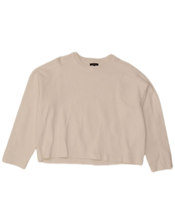 Damski top Massimo Dutti z długim rękawem, UK 14, średnia biała bawełna