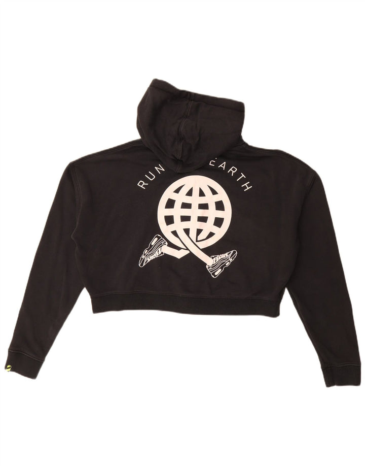 Damski sweter z kapturem i zamkiem błyskawicznym Nike Crop Graphic UK 14 Średni czarny