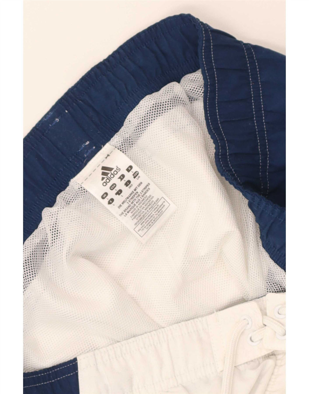 Męskie spodenki kąpielowe Adidas z grafiką, duże, białe, z blokami kolorów, z poliestru