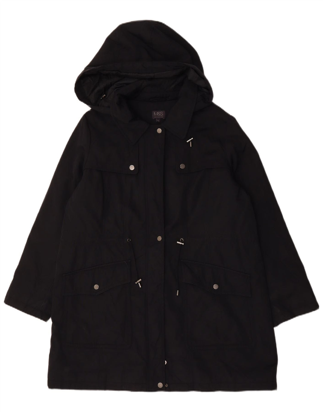 Marks & Spencer Damska kurtka parka z kapturem, oversize, UK 16, duża, czarna