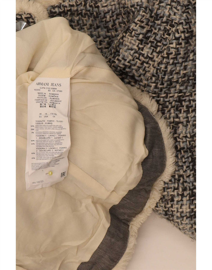 Armani Jeans Damska marynarka zapinana na 5 guzików US 10, duża, niebieska, nakrapiana akrylowa