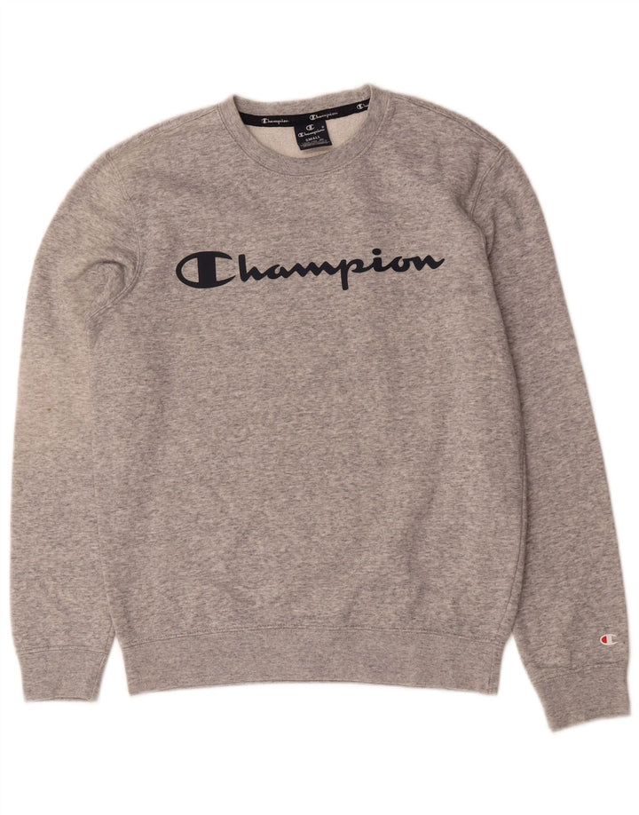 Męska bluza Champion z grafiką, mała, szara, nakrapiana bawełna