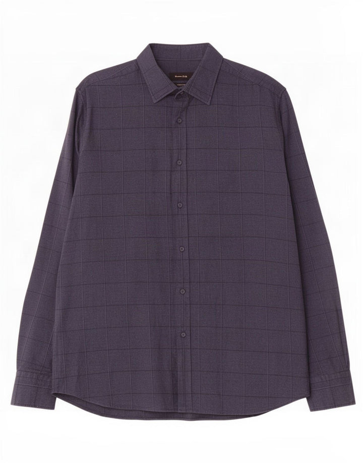 Koszula męska Massimo Dutti XL, bawełniana, granatowa w kratkę