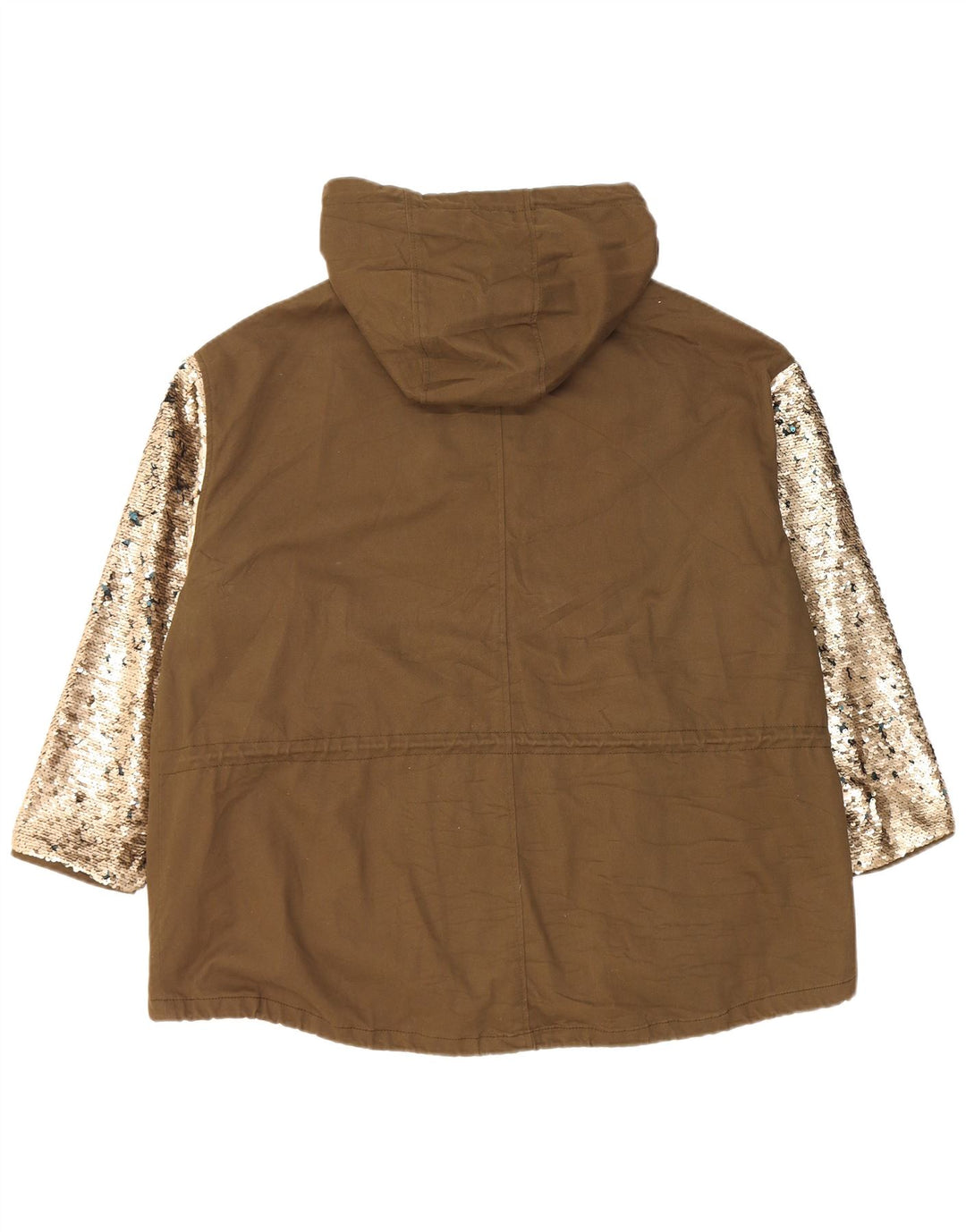 Damska kurtka typu parka z kapturem, oversize Zara UK 10, mała, khaki, blok kolorów