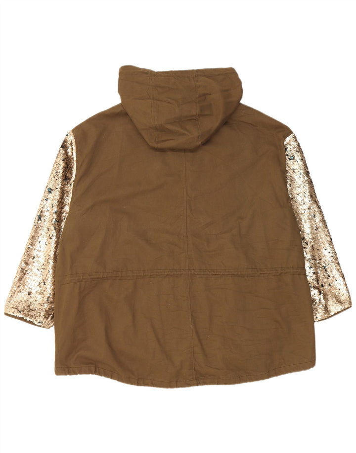 Damska kurtka typu parka z kapturem, oversize Zara UK 10, mała, khaki, blok kolorów