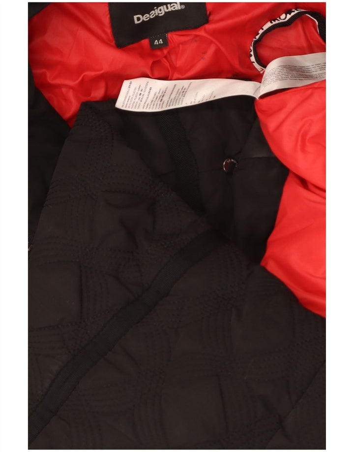 Desigual damski pikowany płaszcz z kapturem i ociepleniem EU 44 XL, czarny poliester