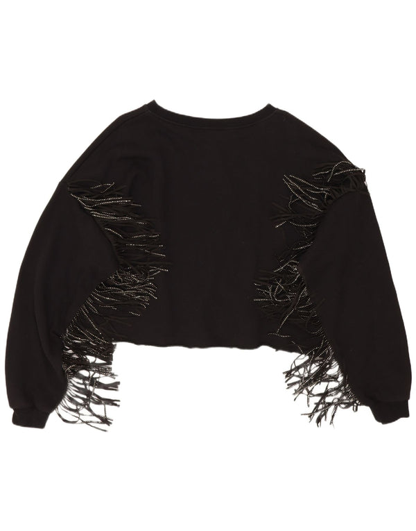 Damska bluza oversize Zara Crop UK 14, średnia czarna bawełna