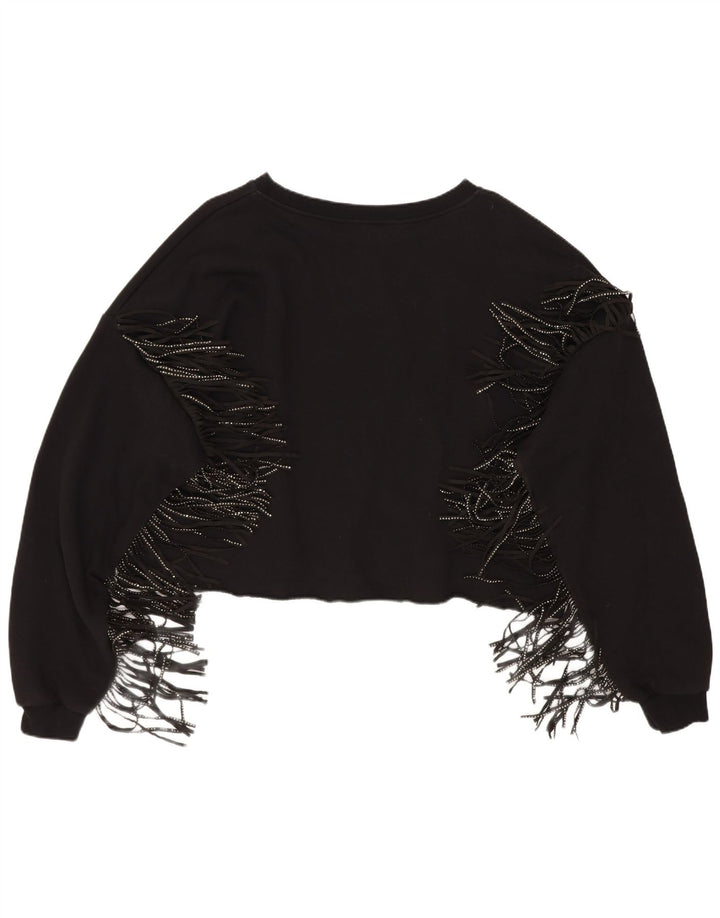 Damska bluza oversize Zara Crop UK 14, średnia czarna bawełna