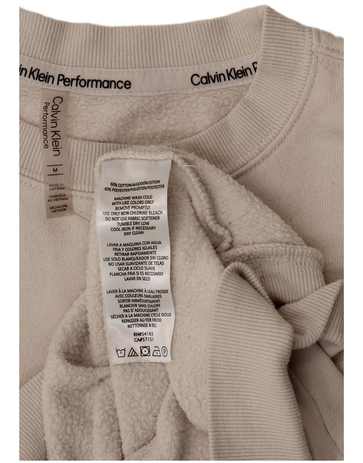 CALVIN KLEIN Womens Performance Sweatshirt Jumper UK 14 Medium Off White