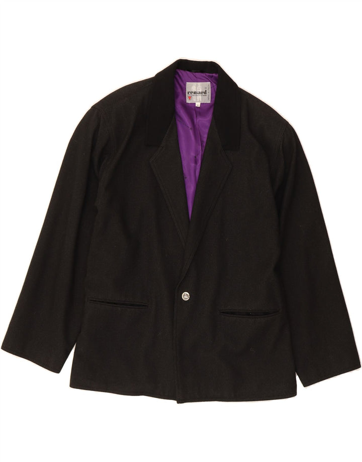 VINTAGE Mens 1 Button Blazer Jacket UK 38 Medium Black Wool Vintage Vintage and Second-Hand Vintage from Messina Hembry 