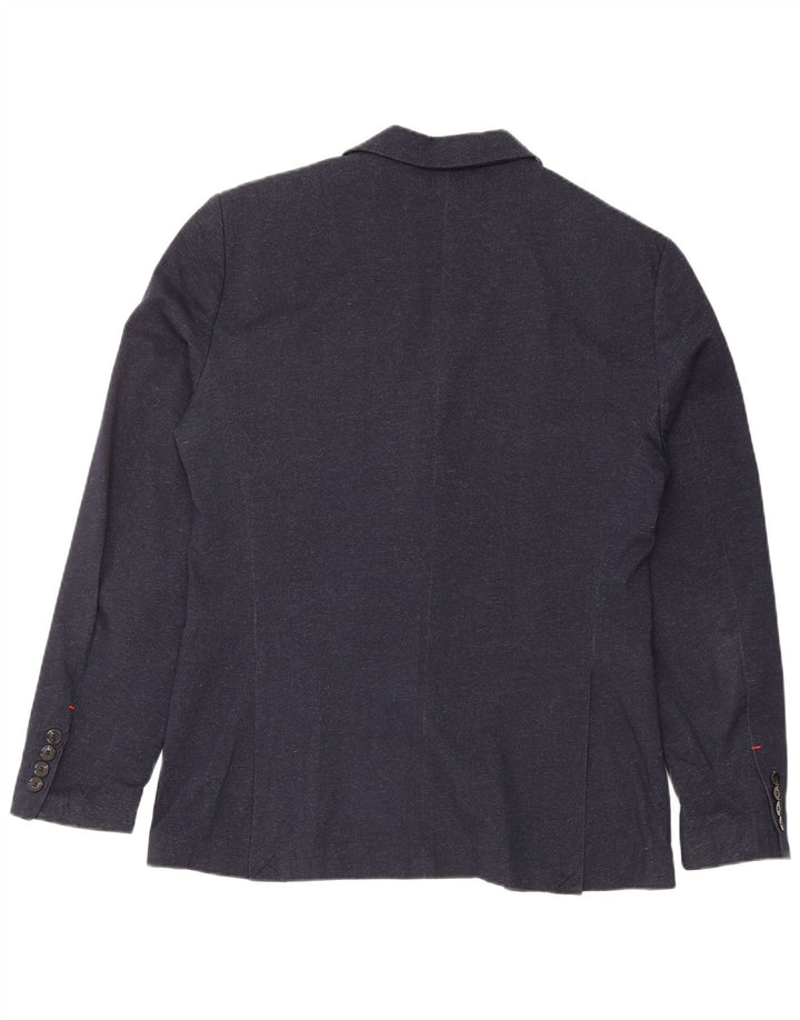ZARA Mens 2 Button Blazer Jacket EU 52 Large Navy Blue Cotton