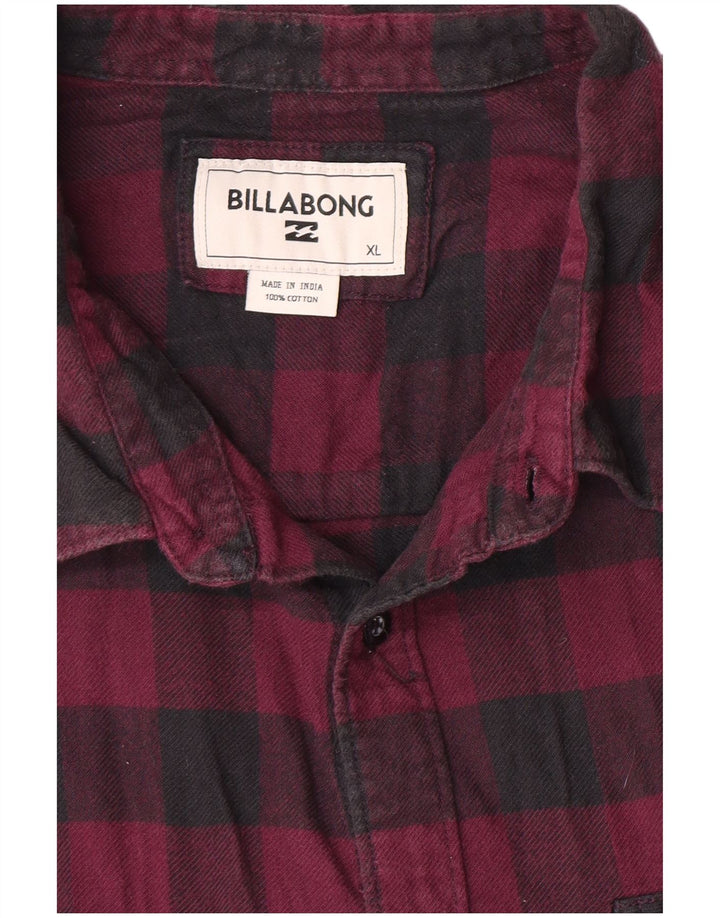 Męska koszula flanelowa Billabong XL, bordowa, bawełniana kratka