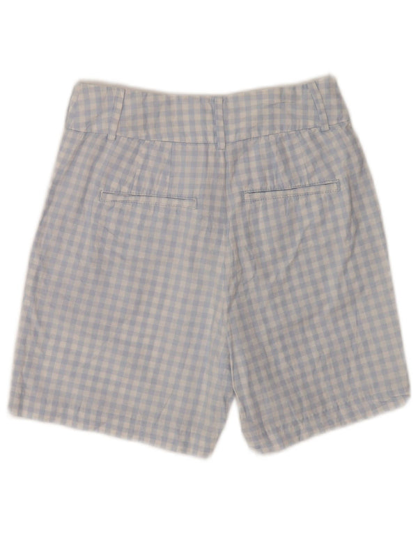 Damskie spodenki chino z wysokim stanem Benetton UK 6 Small W26, niebieska bawełniana kratka