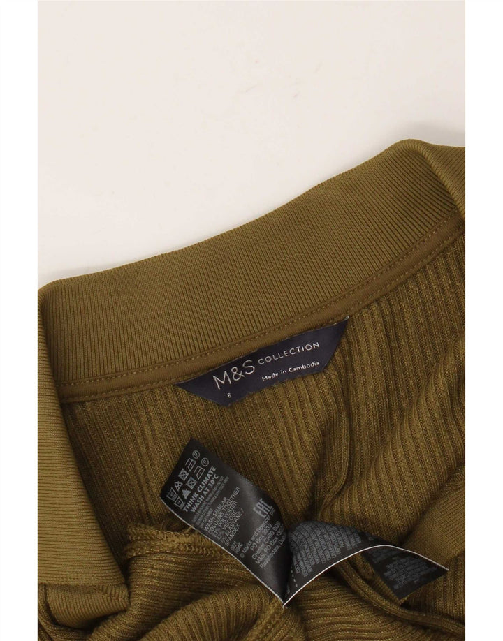 Marks & Spencer Damska sukienka sweterkowa z długim rękawem UK 8, mała, khaki, poliester