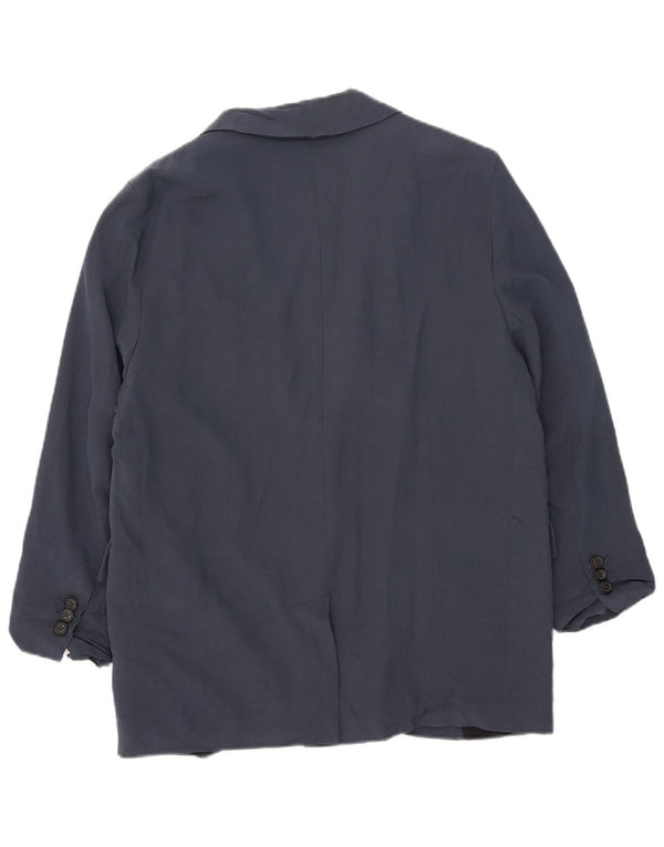 Damska marynarka zapinana na 1 guzik, oversize UK 10 Small, granatowa wiskoza