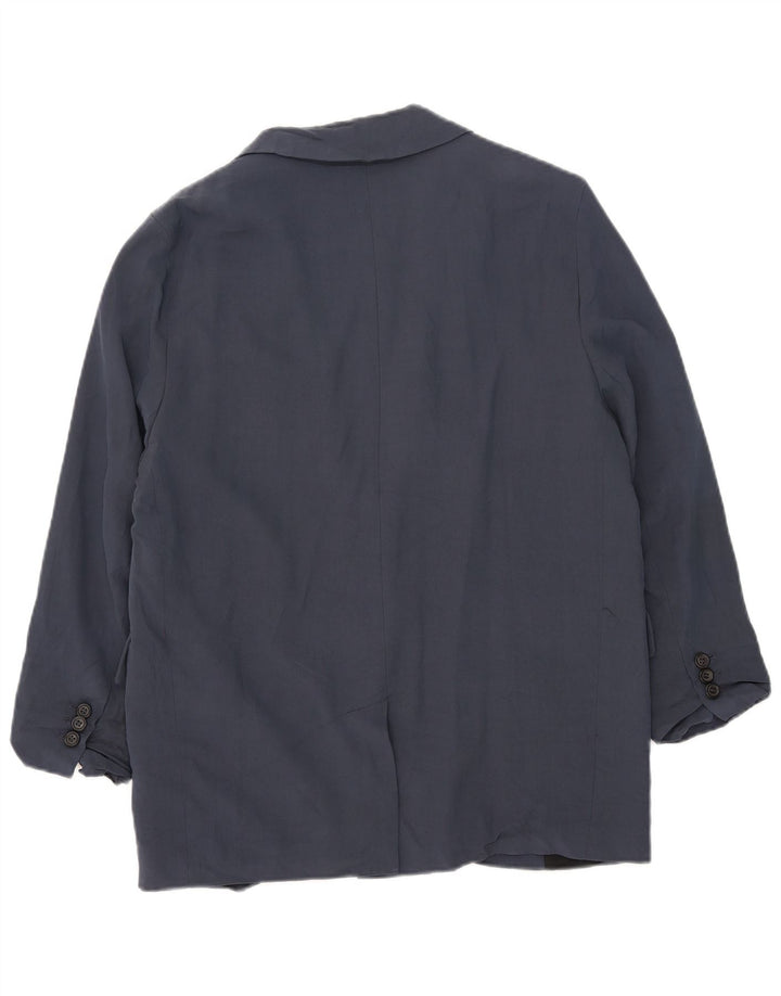 Damska marynarka zapinana na 1 guzik, oversize UK 10 Small, granatowa wiskoza