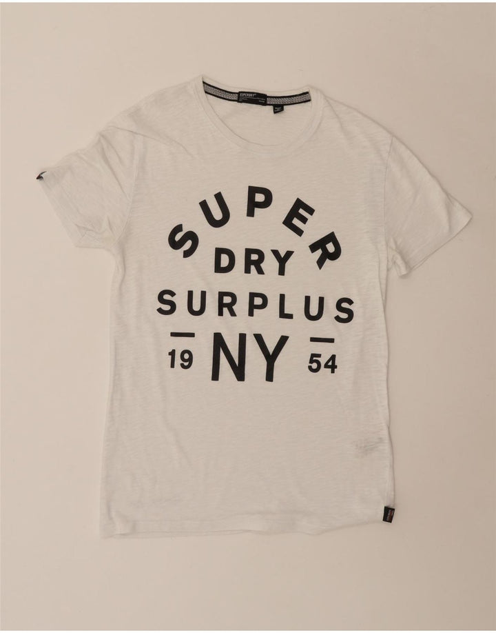Męska koszulka z grafiką SUPERDRY, średnia biała bawełna